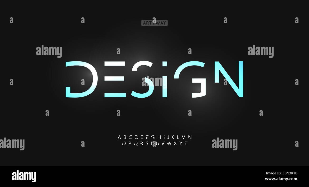 Futuristic geometric alphabet, stylized cutout techno font, robotic ...