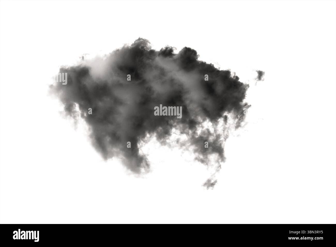 it is black smoke and cloud isolated on white. Stock Photo