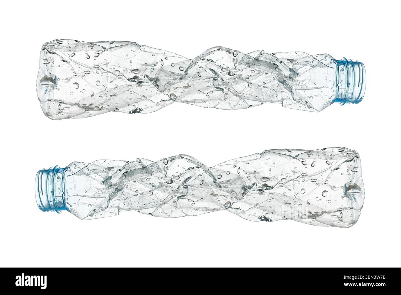 it is two recycled plastic bottles isolated on white. Stock Photo