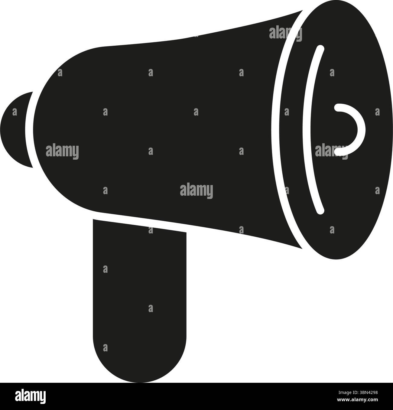 Megaphone Solid Icon. Public Announcement, Communication, And Promotion Silhouette Symbol. Marketing And Broadcasting Tool Representation. Isolated Stock Vector