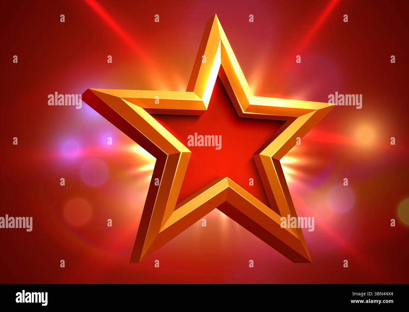 Award ceremony background and 3d gold star with glitter light effect ...