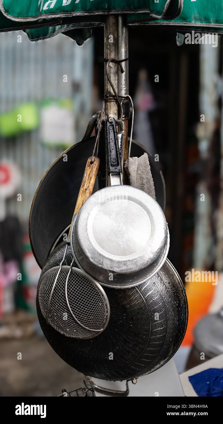 Kitchen Utensils for street food vendor Stock Photo