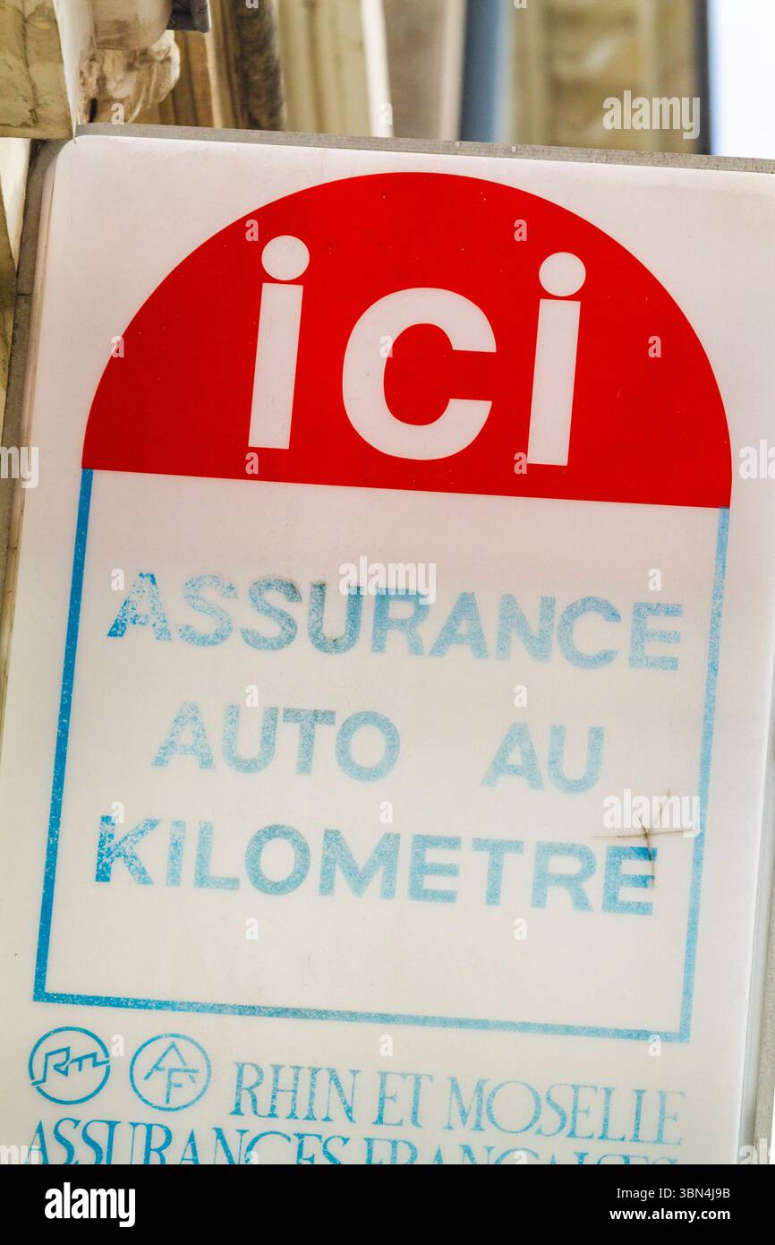 Ol Sign Size Old sign for insurance by the kilometer Stock Photo - Alamy