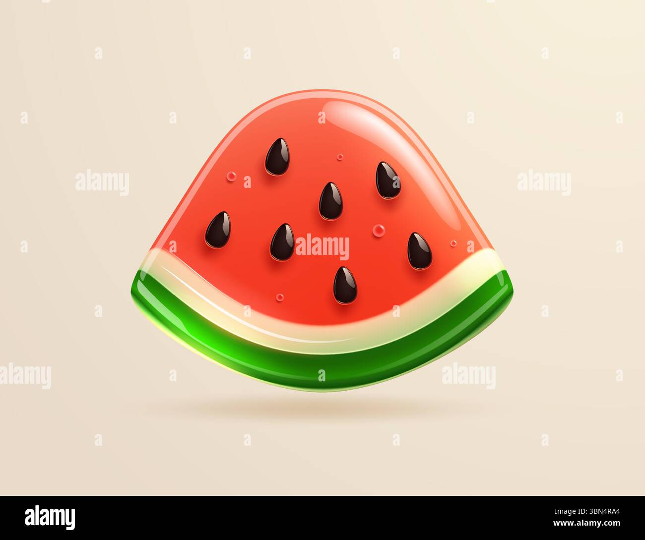 Triangular slice of watermelon in glass 3D style. Vector illustration ...