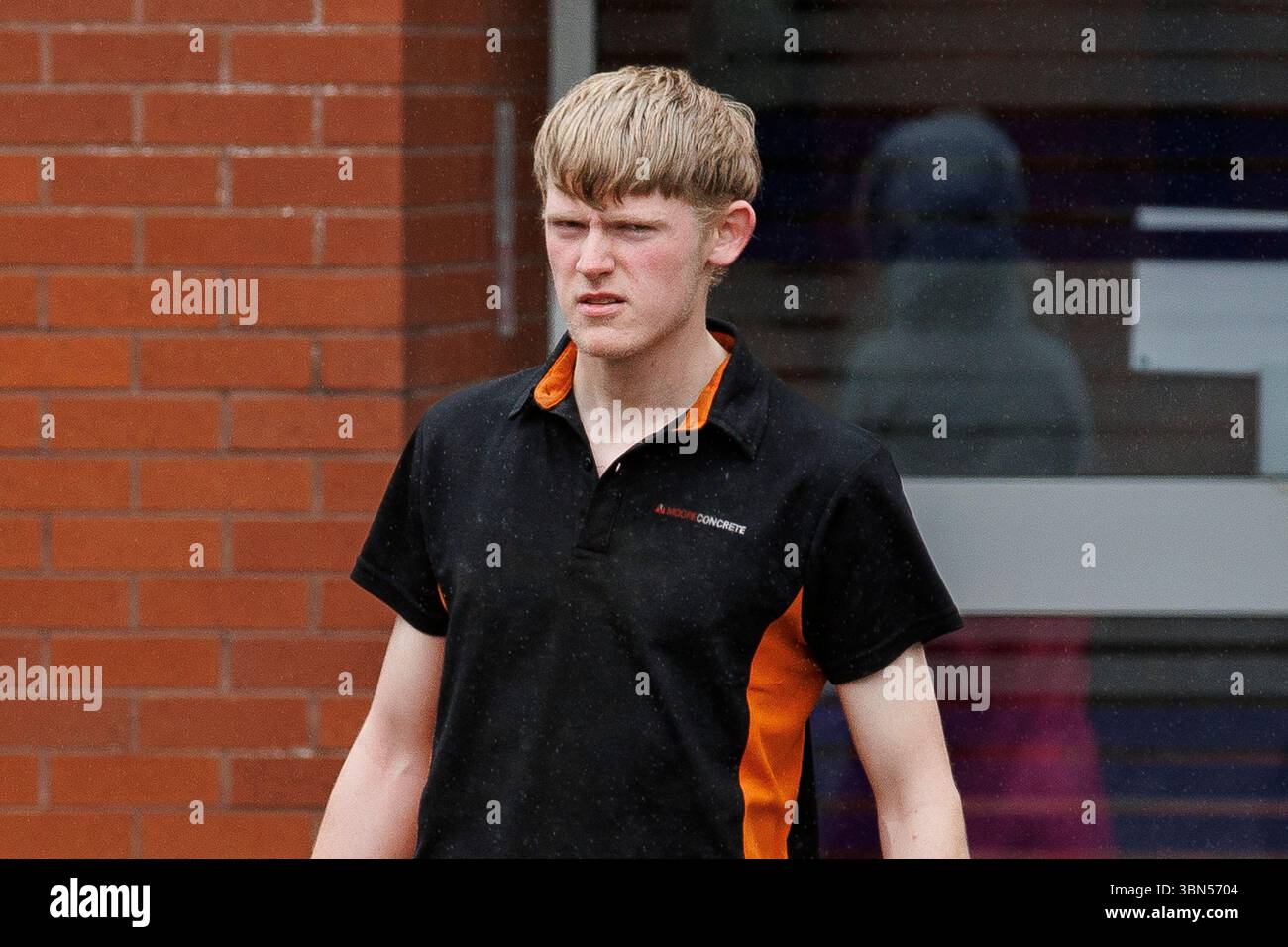 Issac Adams leaves Coleraine Magistrates' Court, where he was charged in connection to an incident in which slurry was sprayed in Ballymena hours before the town hosted its first Pride parade. Picture date: Monday June 30, 2025. Stock Photo