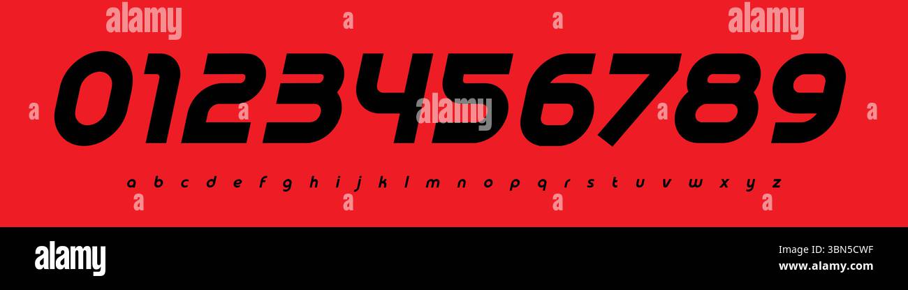 Futuristic Racing Number Font, Strong Bold Outline Alphabet for ...