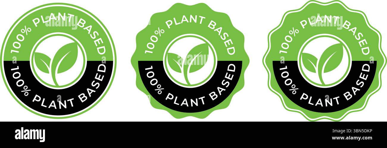 100 Percent Plant-Based vector badge logo – Green Circular Badge with ...