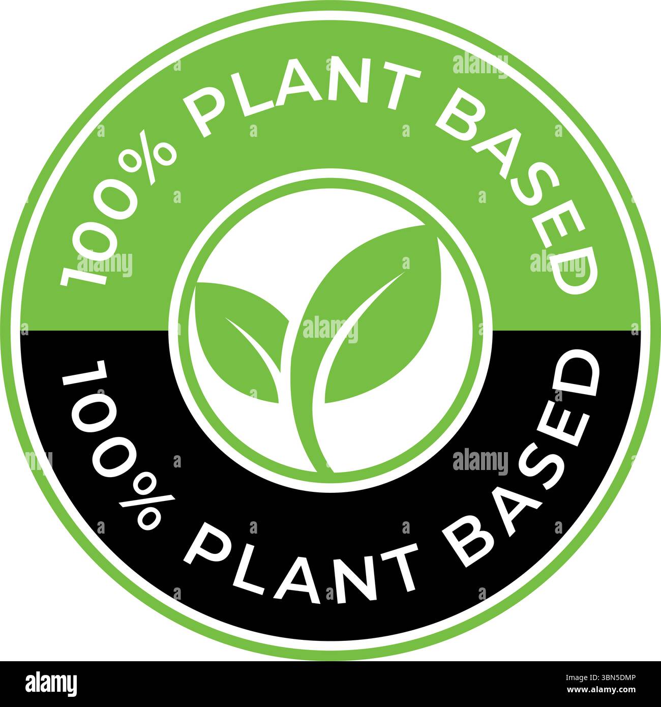 100 Percent Plant-Based vector badge logo – Green Circular Badge with ...