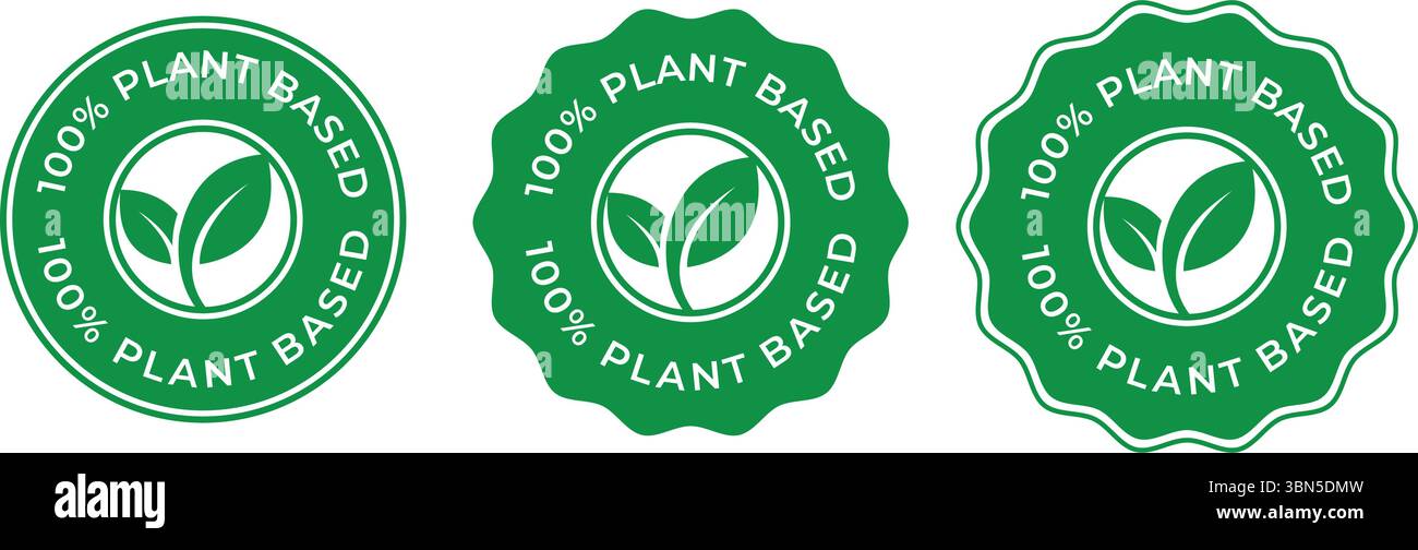 100 Percent Plant-Based vector badge logo – Green Circular Badge with ...