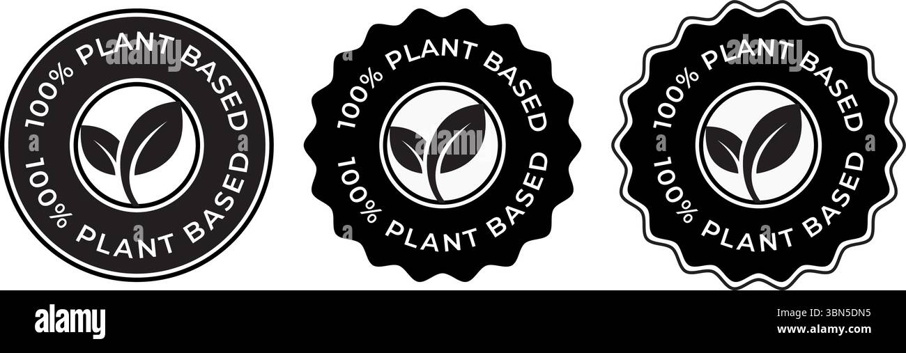 100 Percent Plant-Based vector badge logo – Green Circular Badge with ...