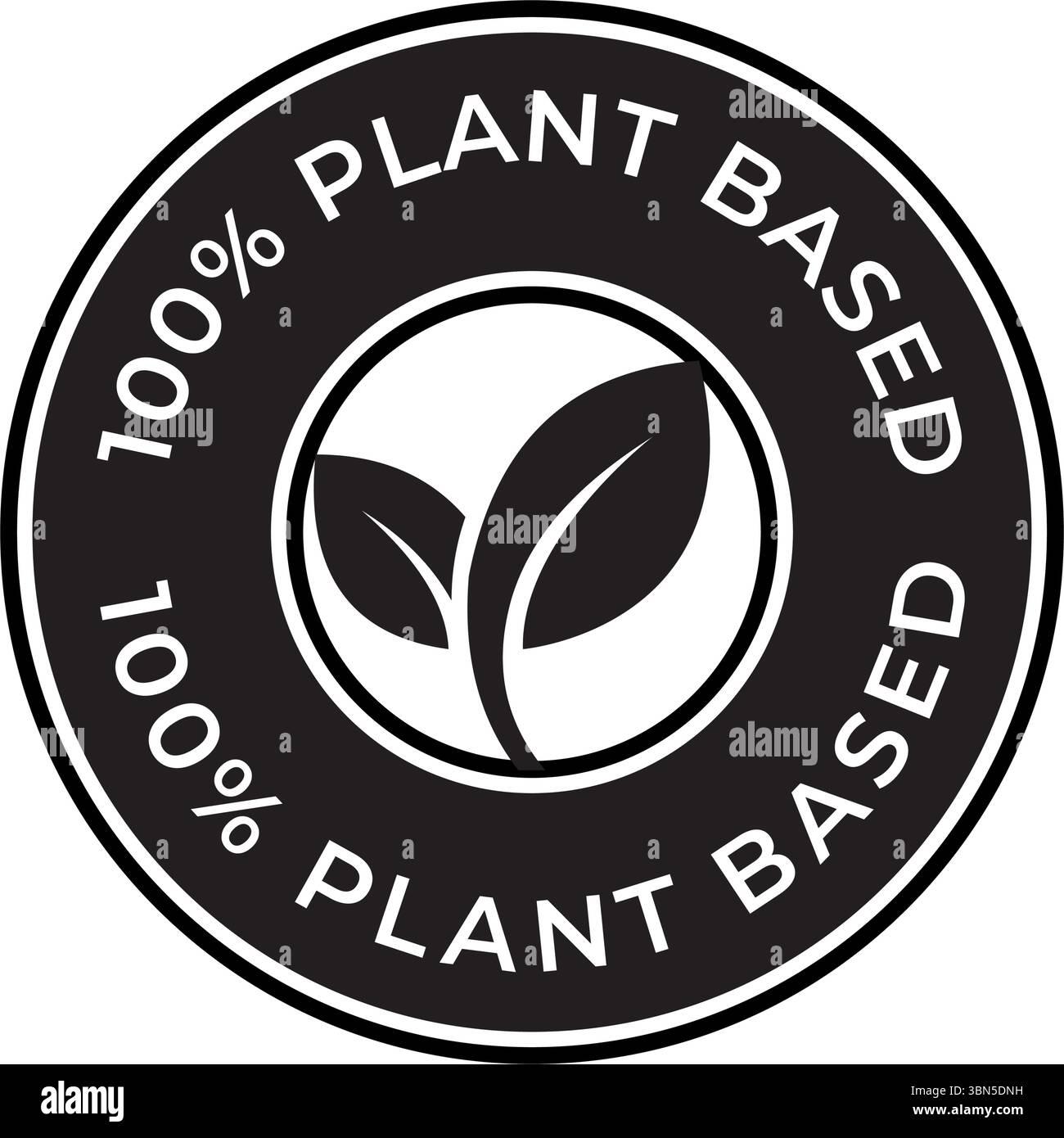 100 Percent Plant-Based vector badge logo – Green Circular Badge with ...