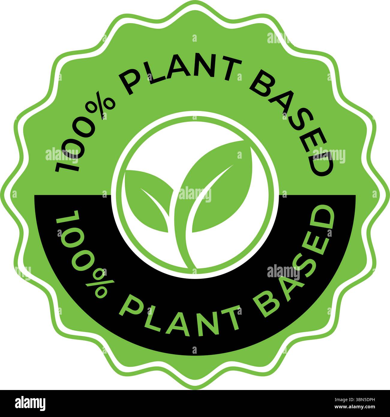 100 Percent Plant-Based vector badge logo – Green Circular Badge with ...