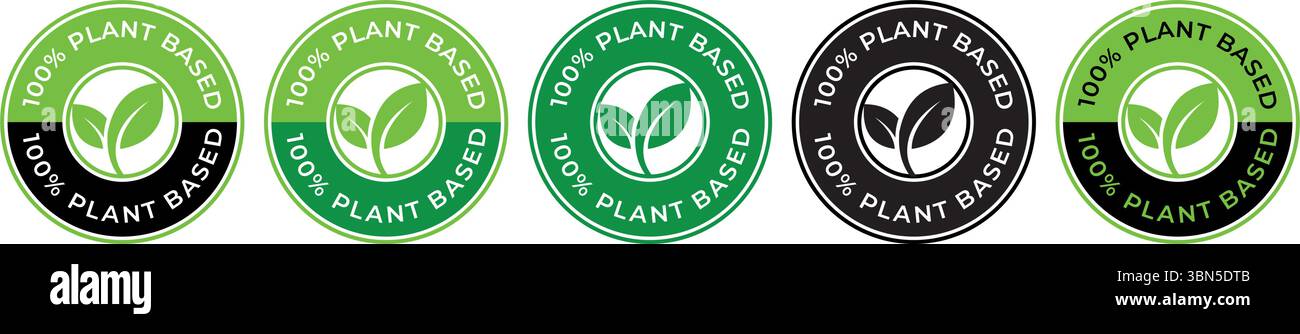 100 Percent Plant-Based vector badge logo – Green Circular Badge with ...