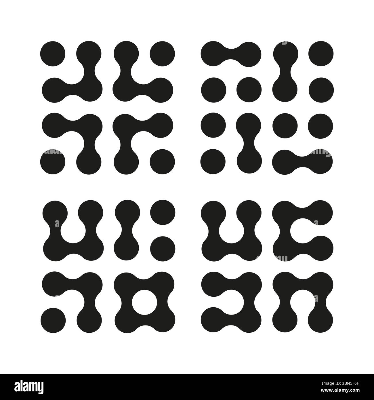 Set of Metaball icons. Connected dots symbols isolated on white ...