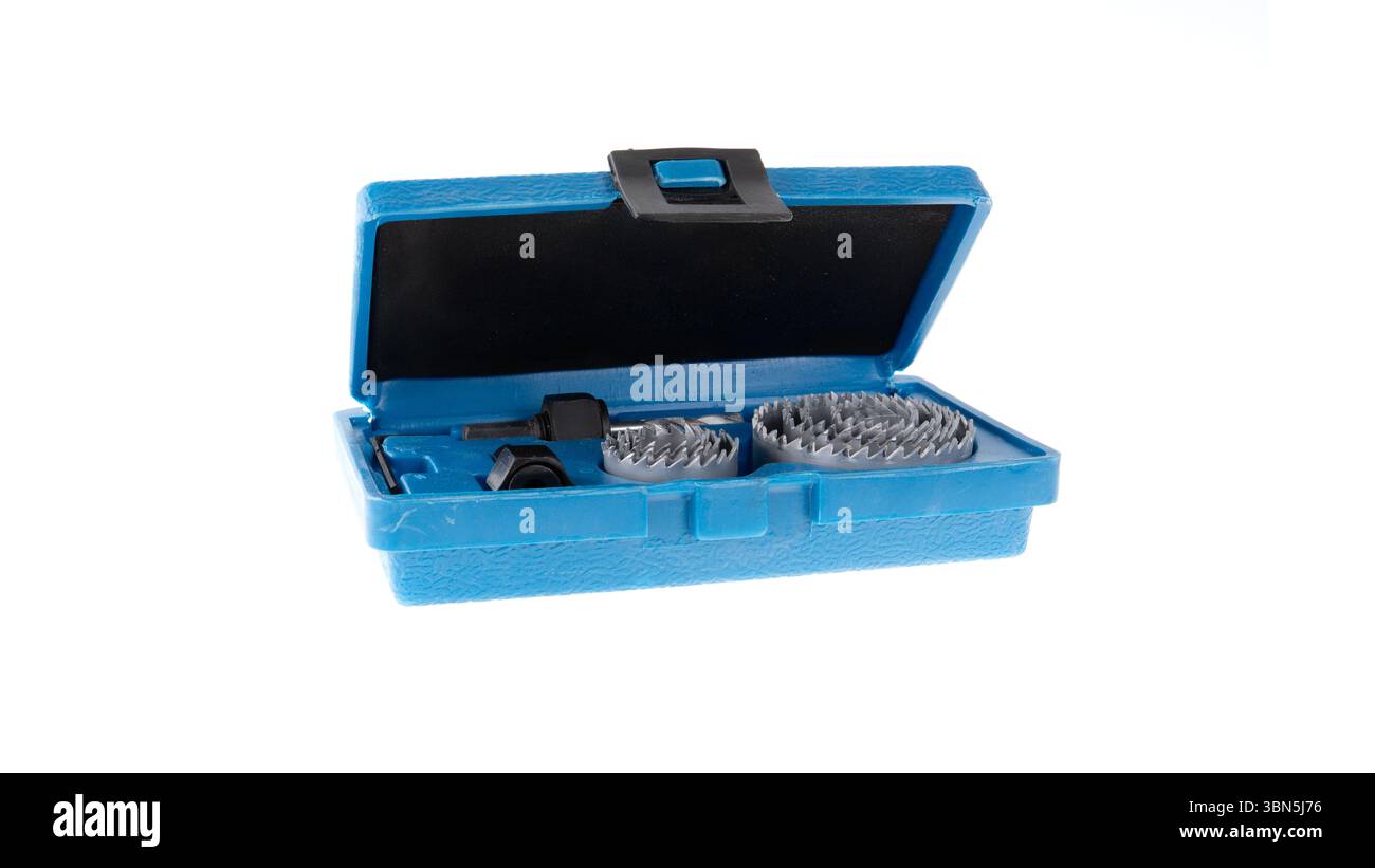 Wire brush set tool kit on white backdrop Stock Photo