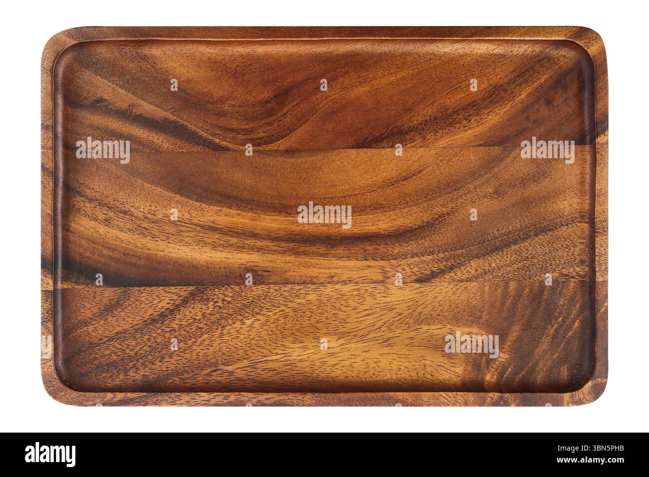one rectangular brown wood tray isolated on white. Stock Photo