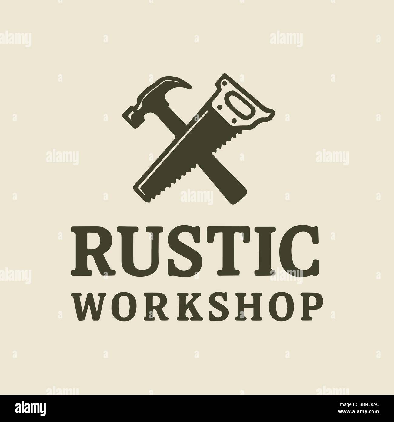 Embrace the Craftsmanship Rustic Workshop Logo Design Featuring Classic Carpenter Tools Stock Vector