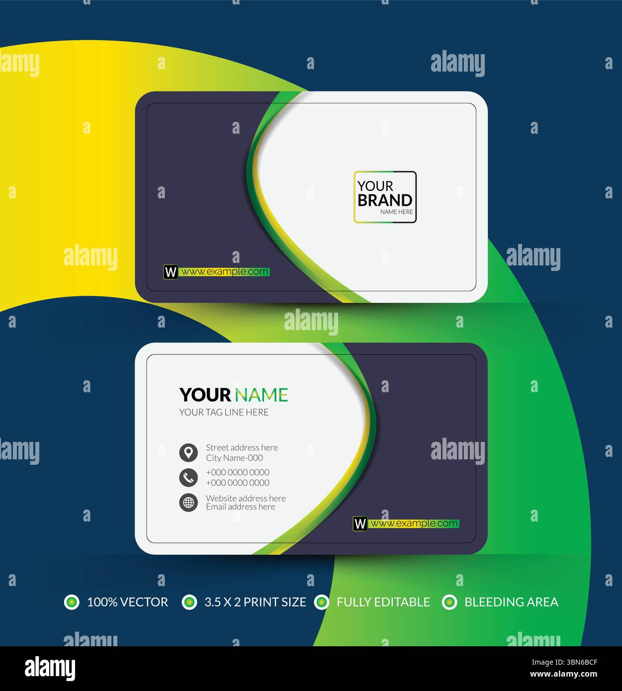 Creative and stylish business card, personal visiting card with green ...