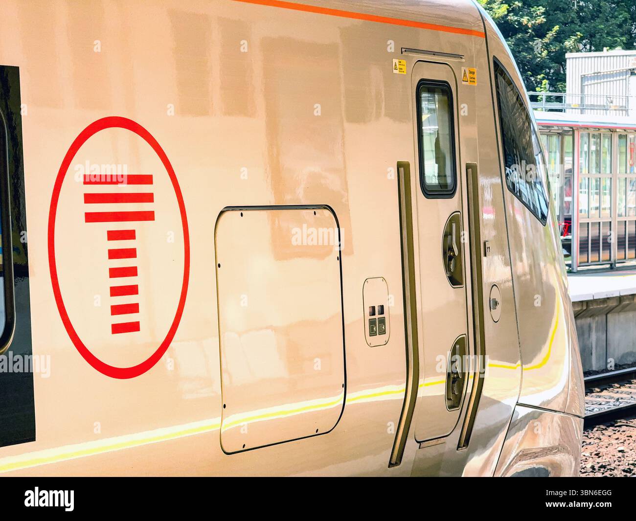 Cardiff, Wales, UK - 18 June 2025: Class 756 commuter train at Cardiff Central Railway station. The train operator is Transport for Wales. - Smartphone Captured Stock Image