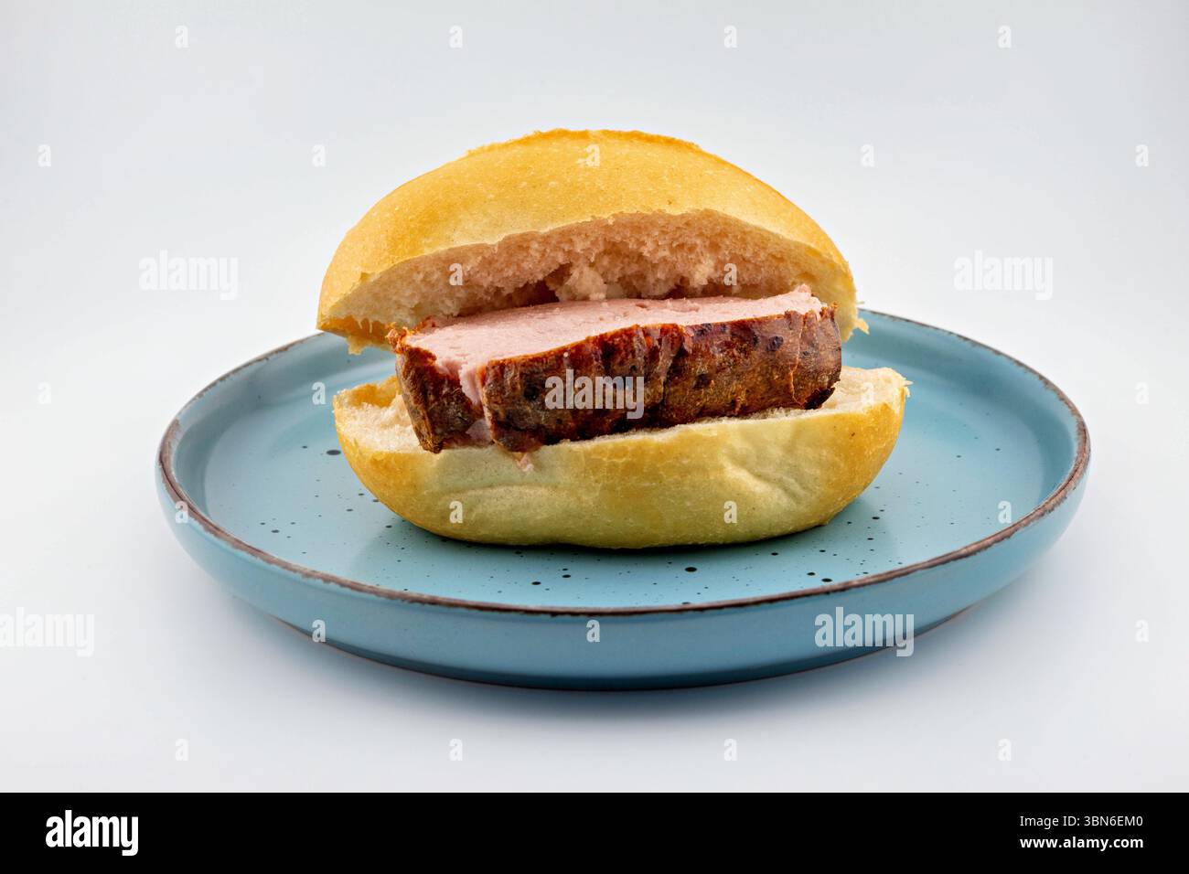 Fleischkäse im Brötchen Stock Photo