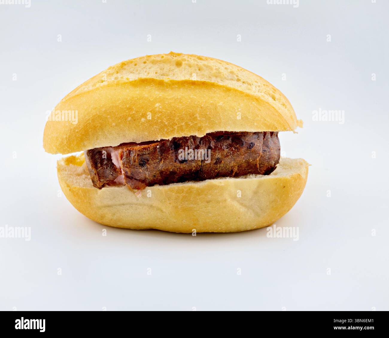 Fleischkäse im Brötchen Stock Photo