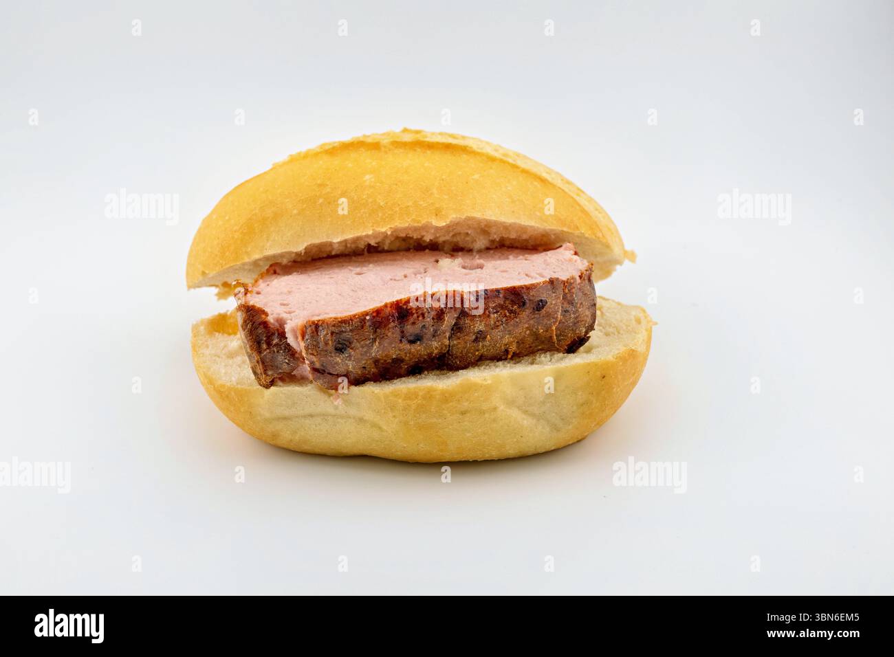 Fleischkäse im Brötchen Stock Photo