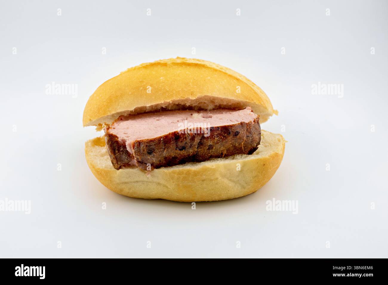 Fleischkäse im Brötchen Stock Photo