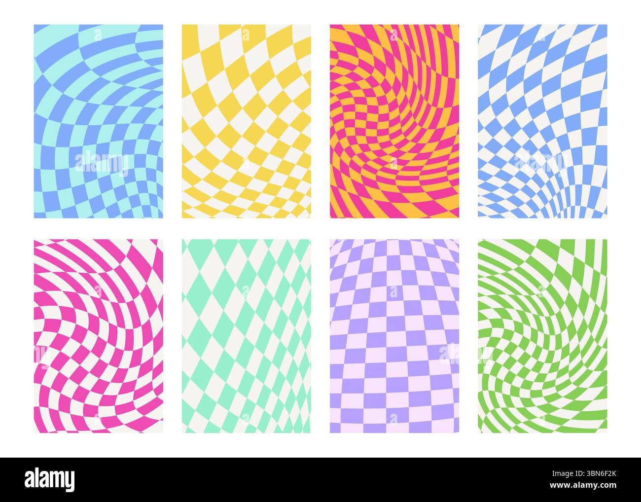 Wavy groovy distorted checkered background set Stock Vector Image & Art ...