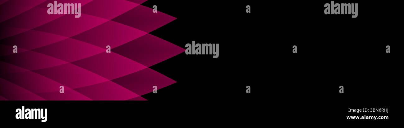 Black abstract banner with pink triangular and rhombic pattern, abstract flower shape Stock Vector
