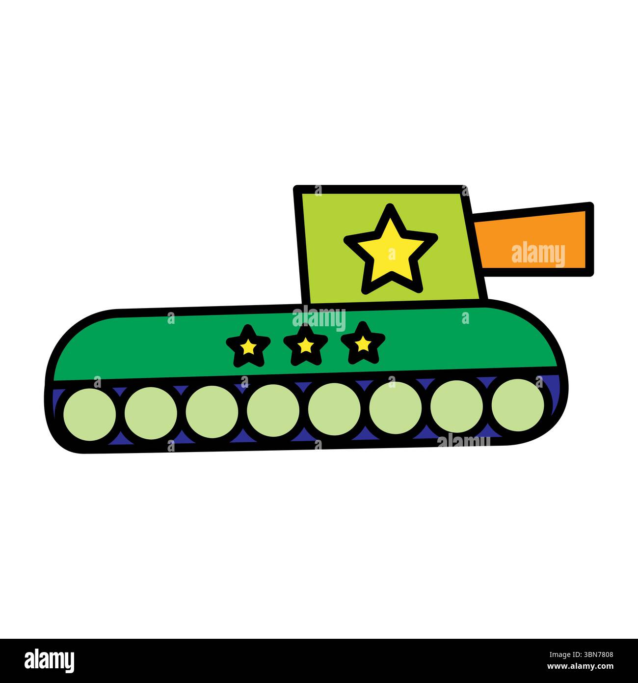 green cartoon toy tank icon vector flat Stock Vector