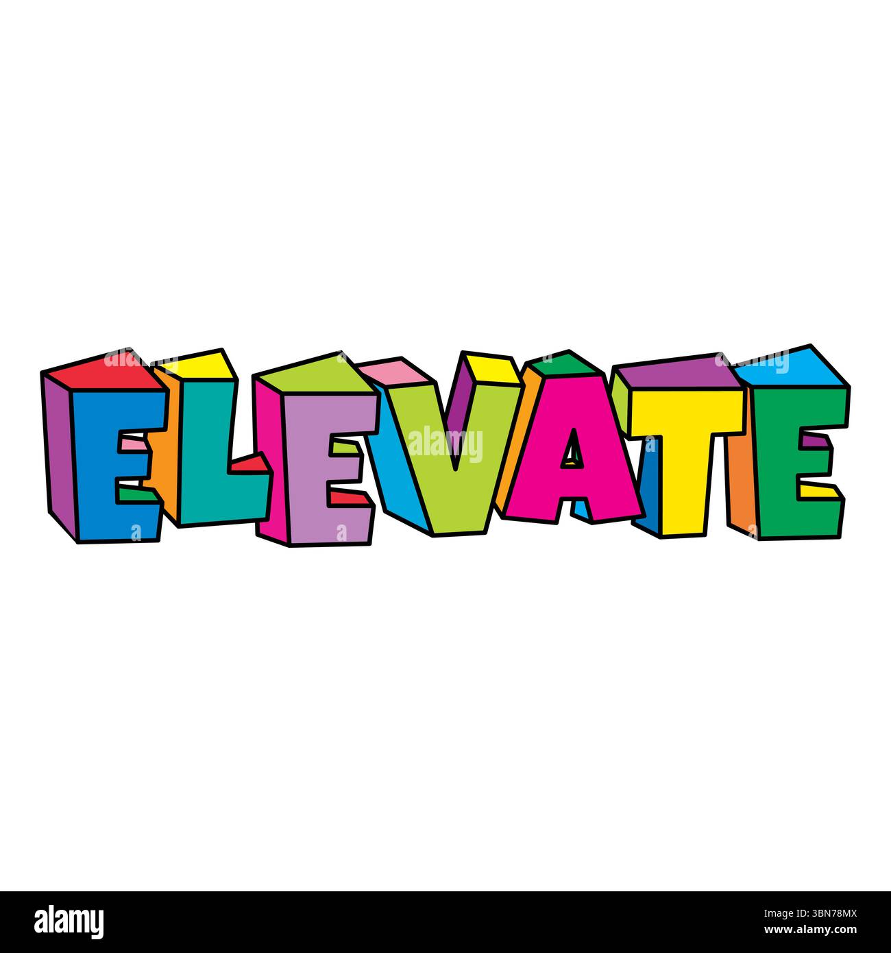 Elevate colorful text playful design vector illustration Stock Vector