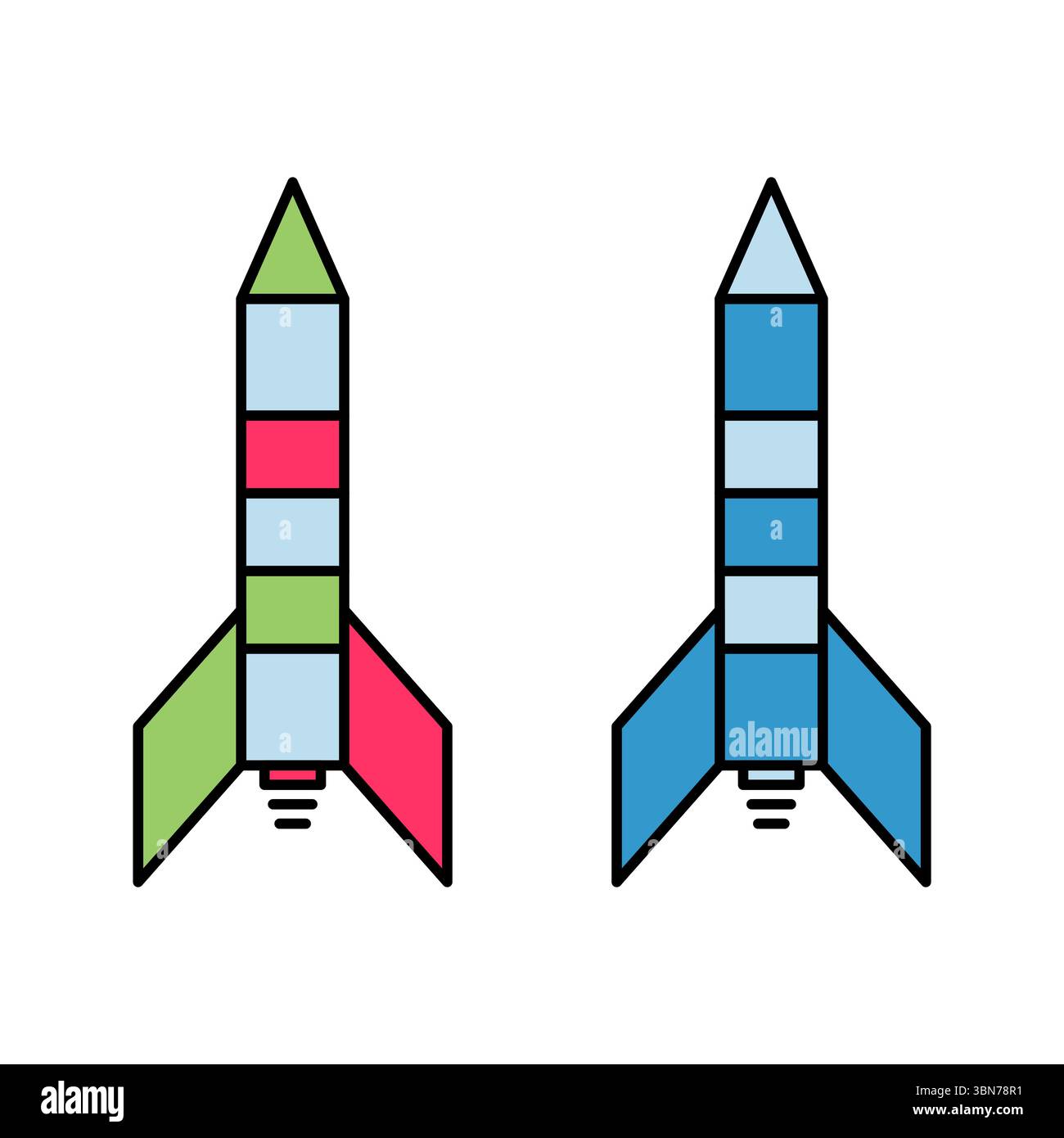rocket missile icon vector colorful isolated on white background Stock Vector