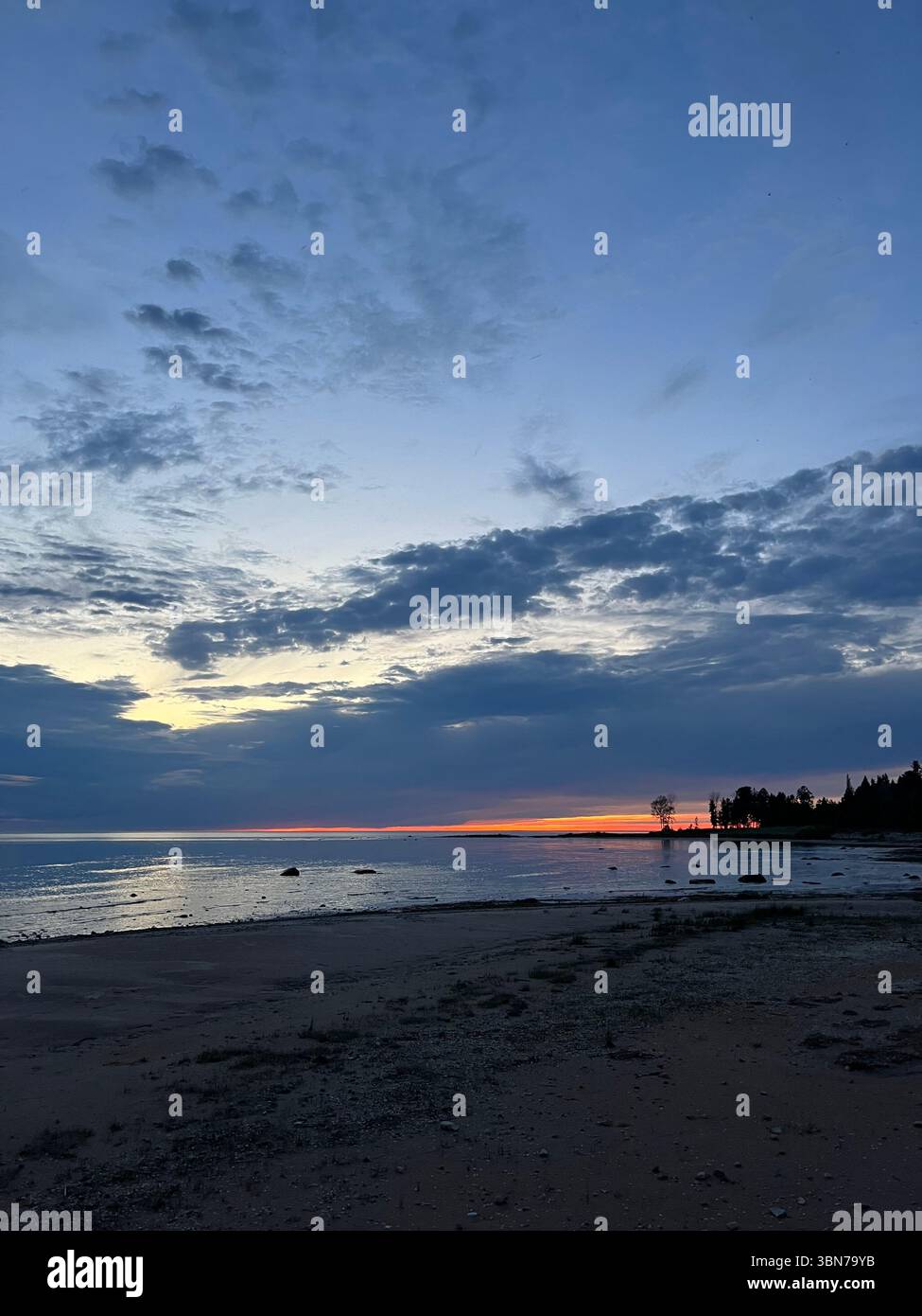 Sunset after the rain at Beaver Lake, Michigan - Smartphone Captured Stock Image