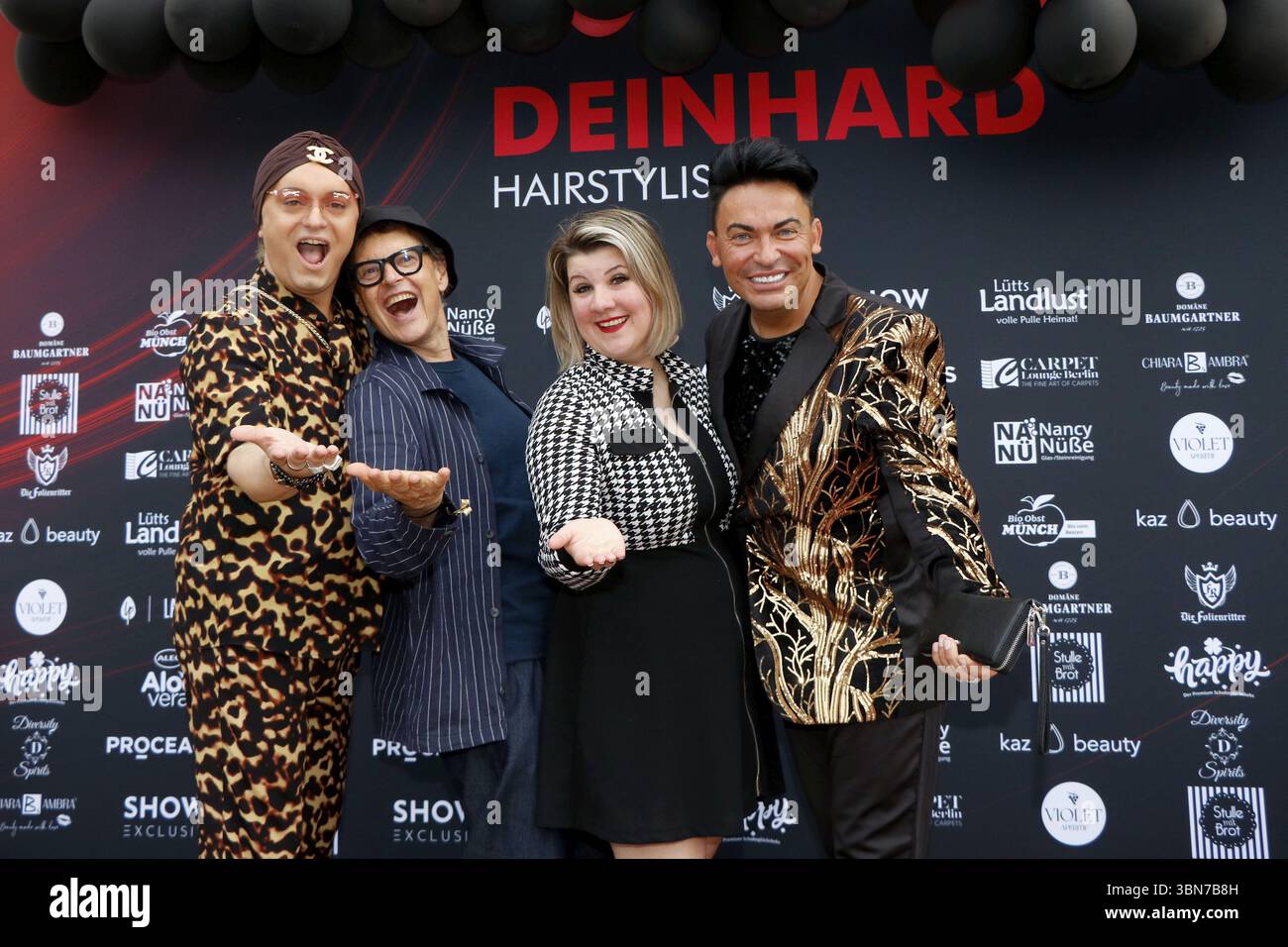 Julian F. M. Stoeckel, Rolf Scheider, Janine Becker and Matthias Mangiapane at the VIP opening of the new Deinhard Salon Am Muehlanger 3, Berlin, 28 J Stock Photo