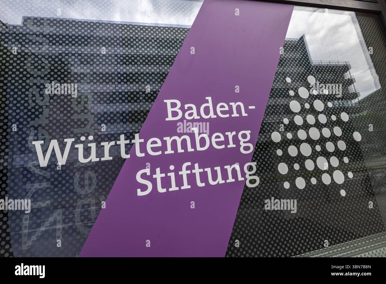 Baden-Wuerttemberg Foundation. Exterior view of the building with logo and claim: German Zuversicht entsteht im Suedwesten. Stuttgart, Baden-Wuerttemb Stock Photo