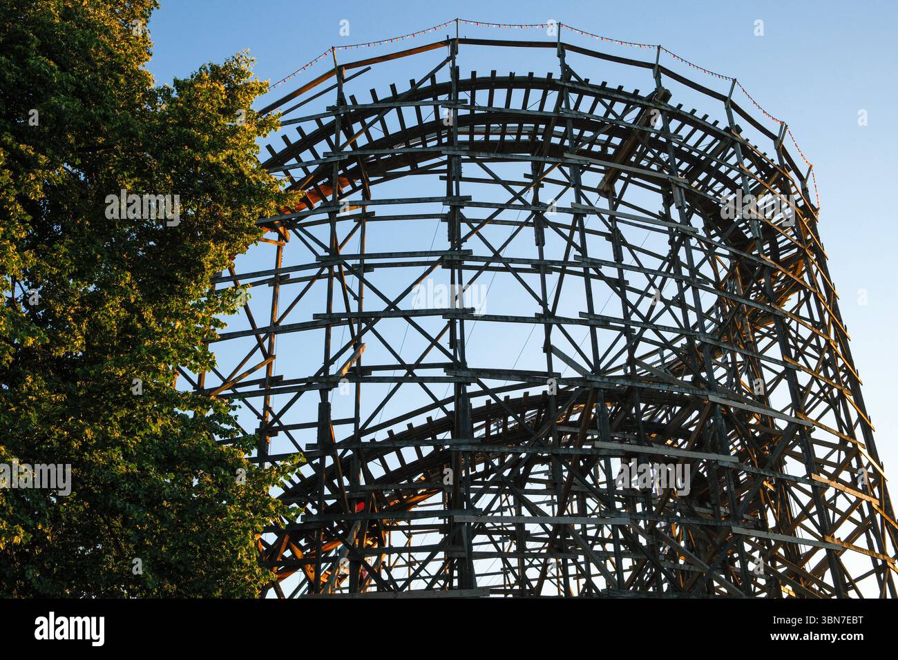 The Coaster, a wooden rollercoaster built in 1958 at Playland on the Pacific National Exhibition grounds at Hastings Park in Vancouver, BC. Stock Photo