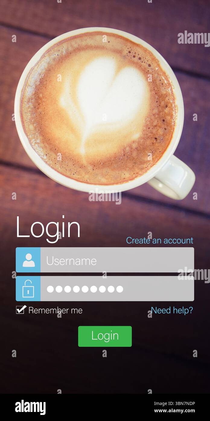 Smartphone screen with coffee wallpaper Stock Photo