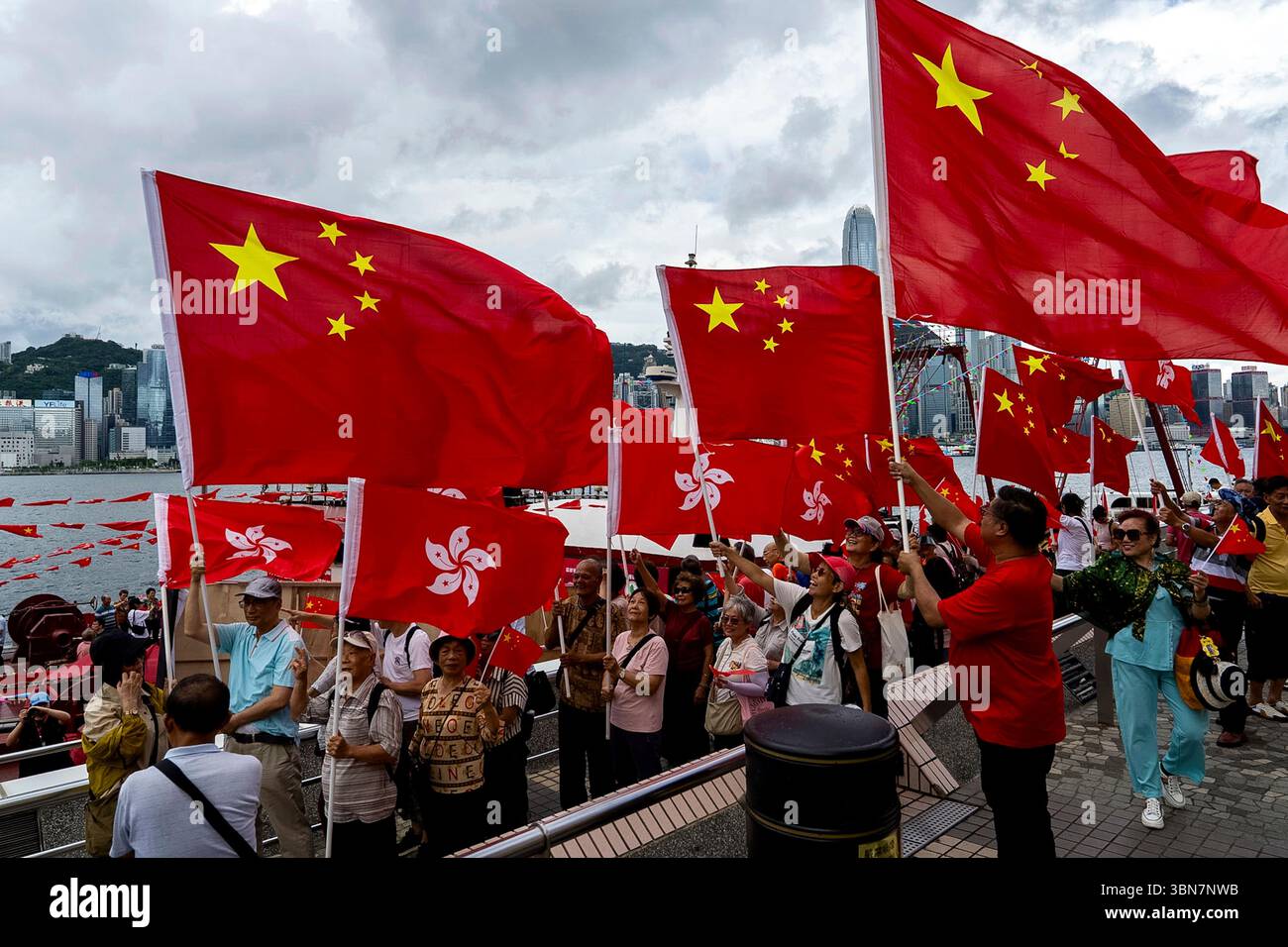 Pro-Beijing supporters hold Chinese and Hong Kong Special ...