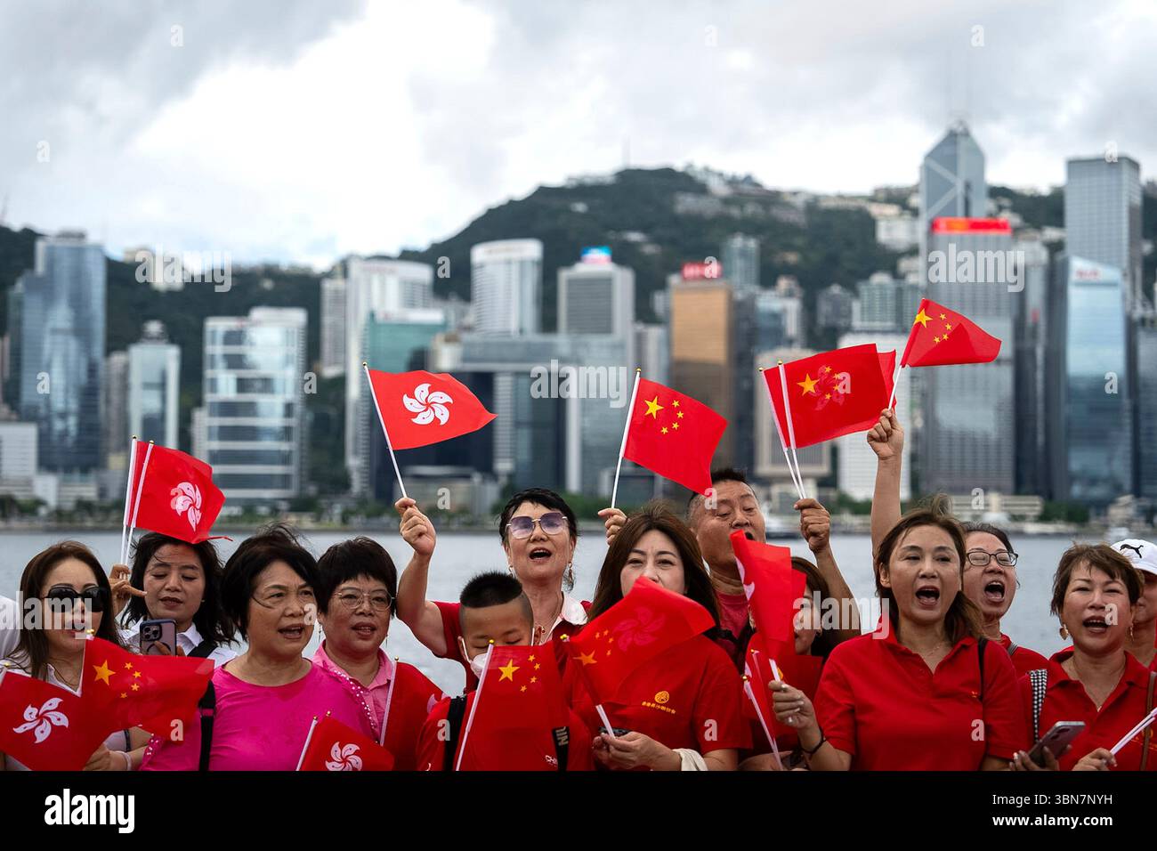Pro-Beijing supporters hold Chinese and Hong Kong Special ...