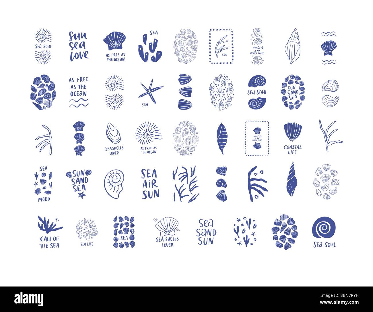 Hand drawn sea life clipart collection Stock Vector Image & Art - Alamy