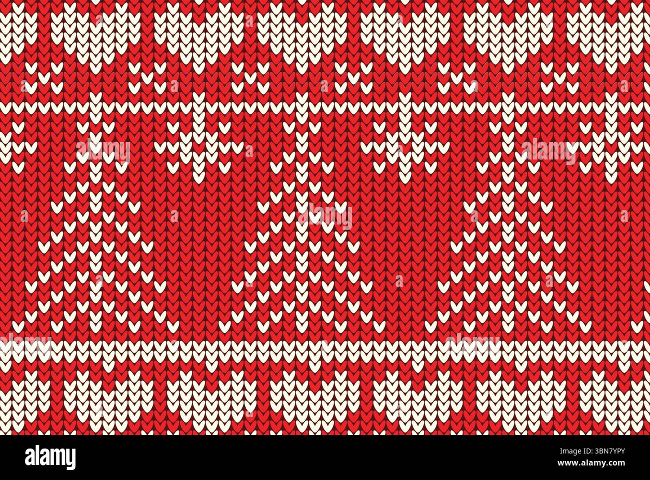 red knitting Christmas vector background snowflakes Stock Photo