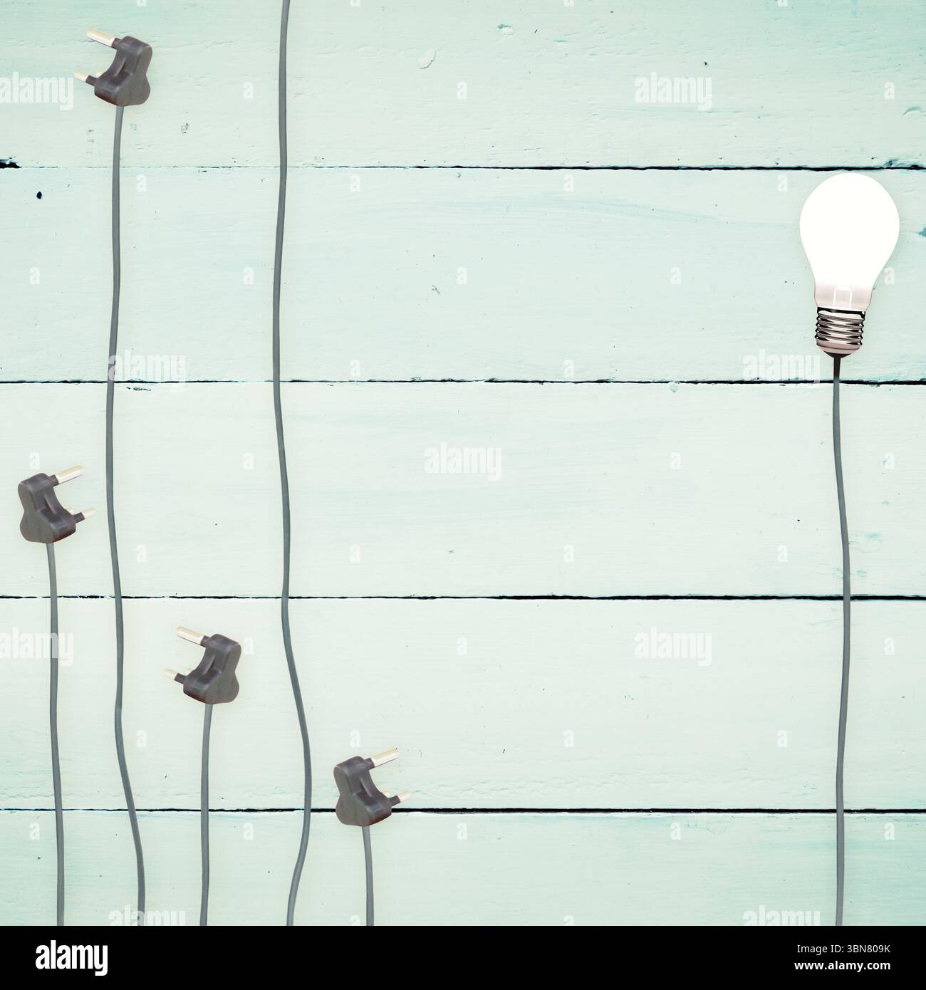 Light bulbs on wooden background Stock Photo