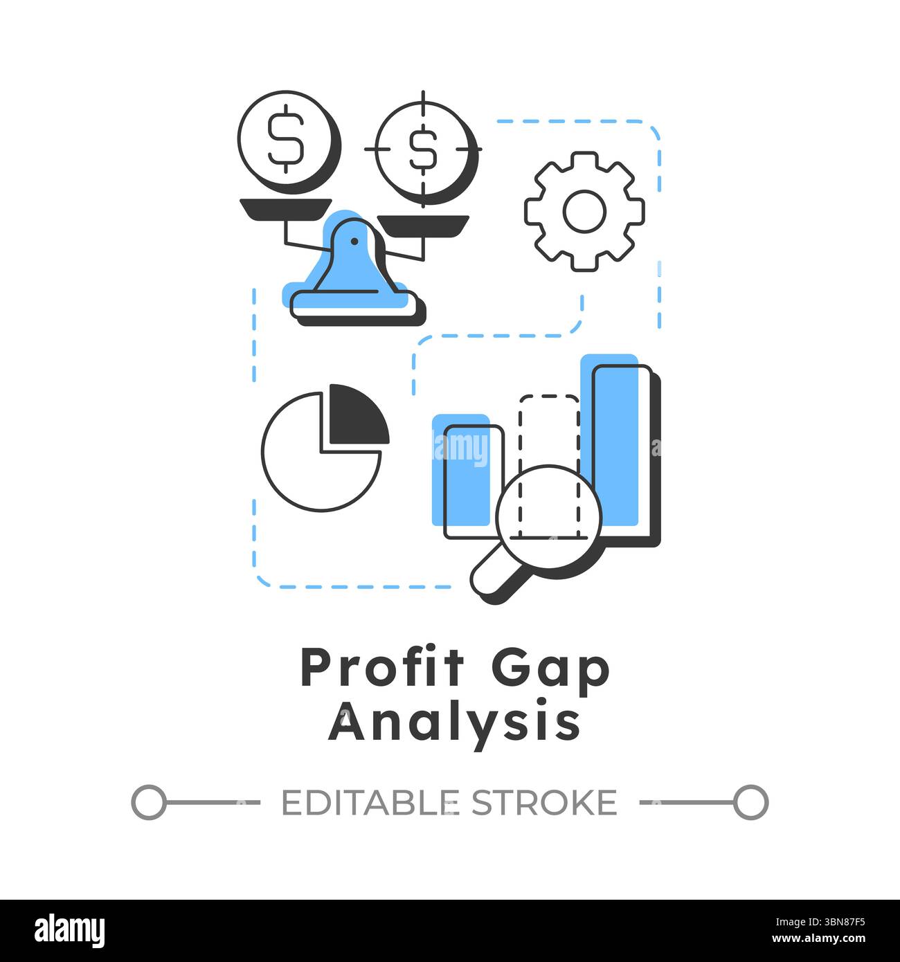 Profit gap analysis modern linear concept icon Stock Vector