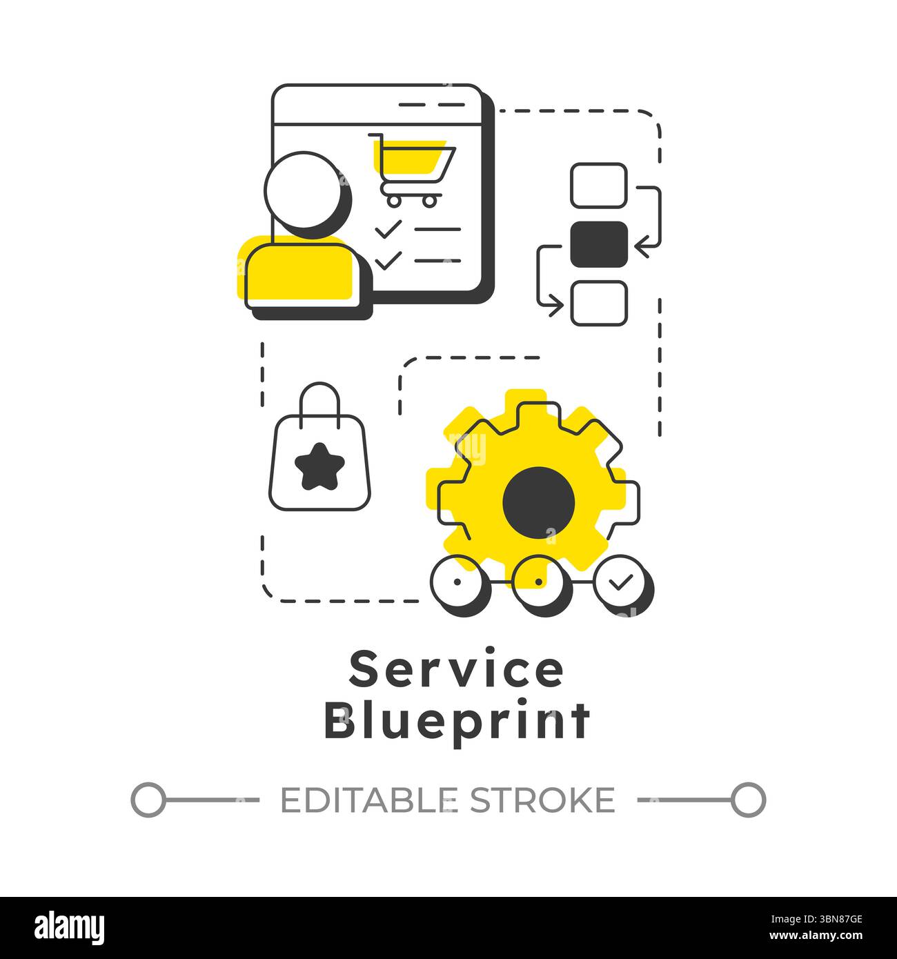 Service blueprint modern linear concept icon Stock Vector