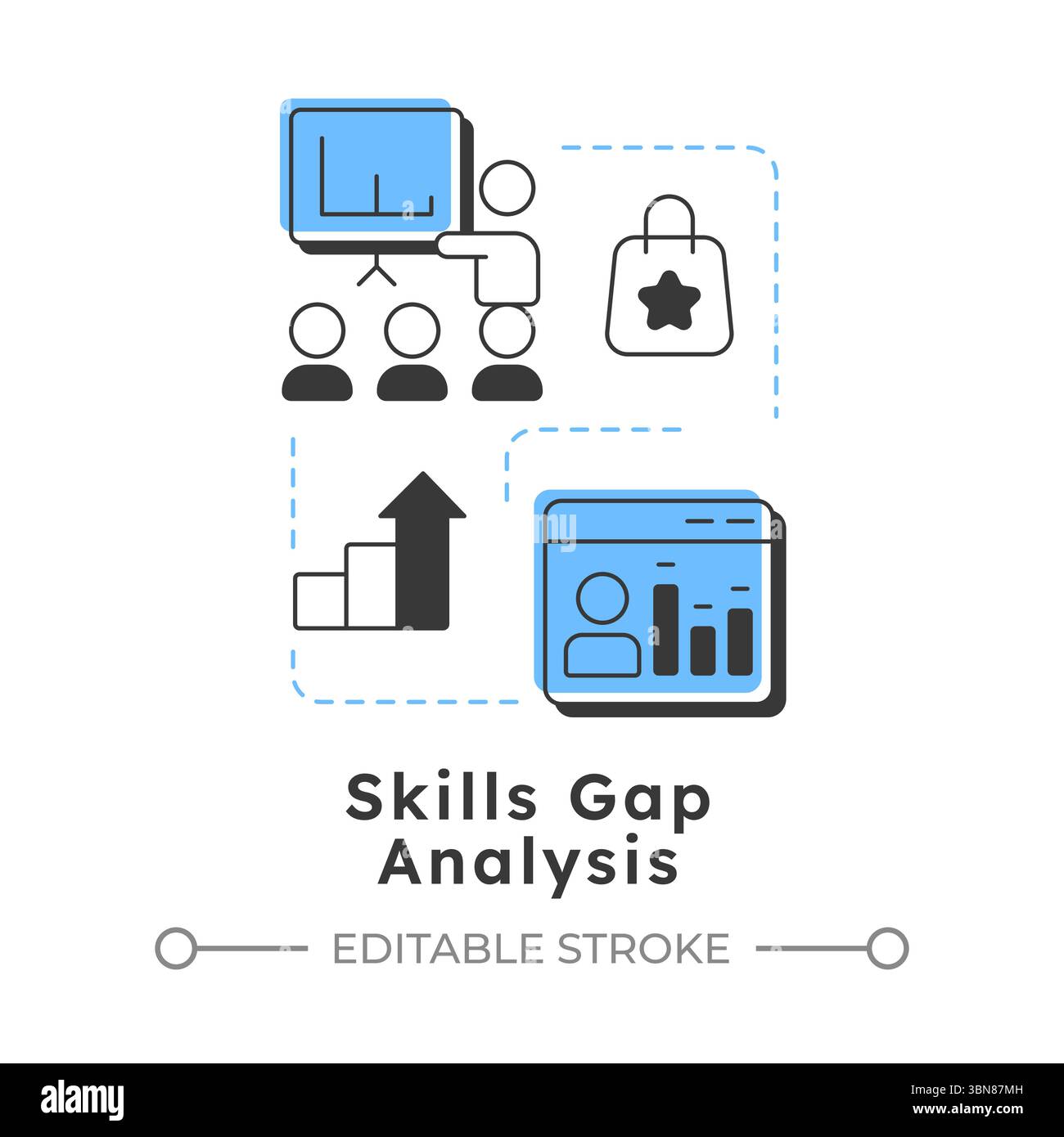 Skills gap analysis modern linear concept icon Stock Vector