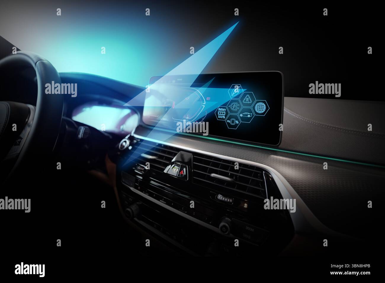 Electric car display screen that is showing the display of electric ...