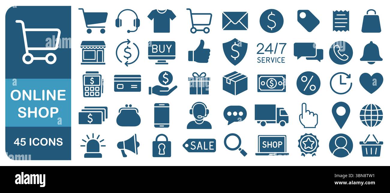 E-Commerce icon set. Online shopping icons collection. Web shop symbol ...
