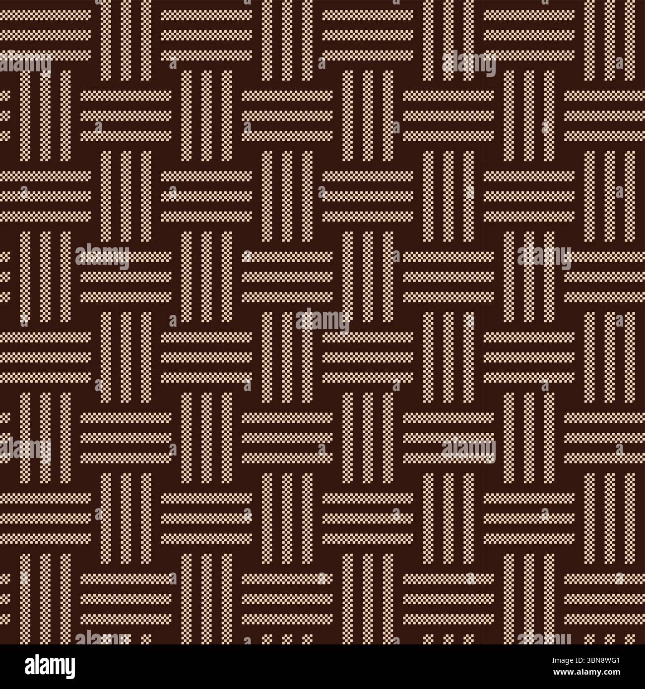 Wicker woven basket texture in brown. Seamless pattern vector illustration Stock Vector
