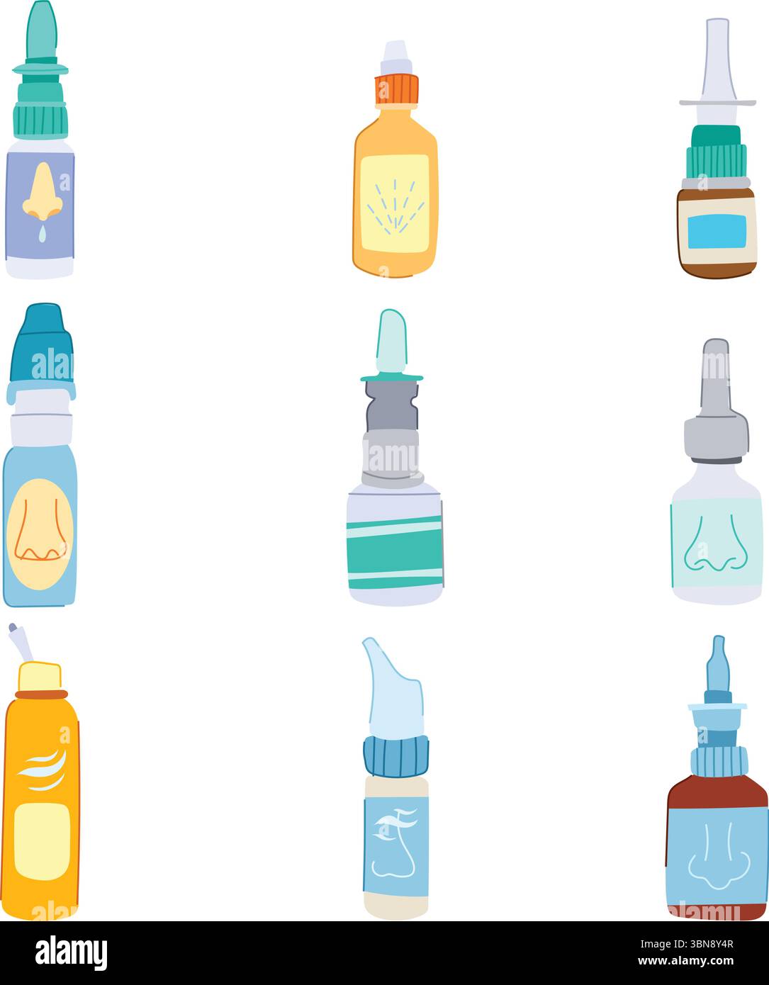 nasal spray bottle set cartoon vector illustration Stock Vector Image ...