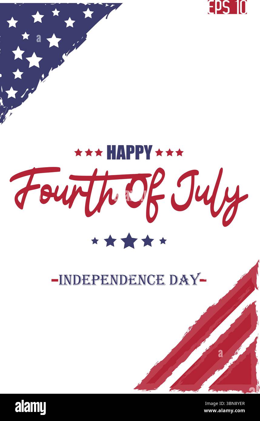 Happy 4th of July Independence Day Cursive Hand Lettering USA Abstract ...